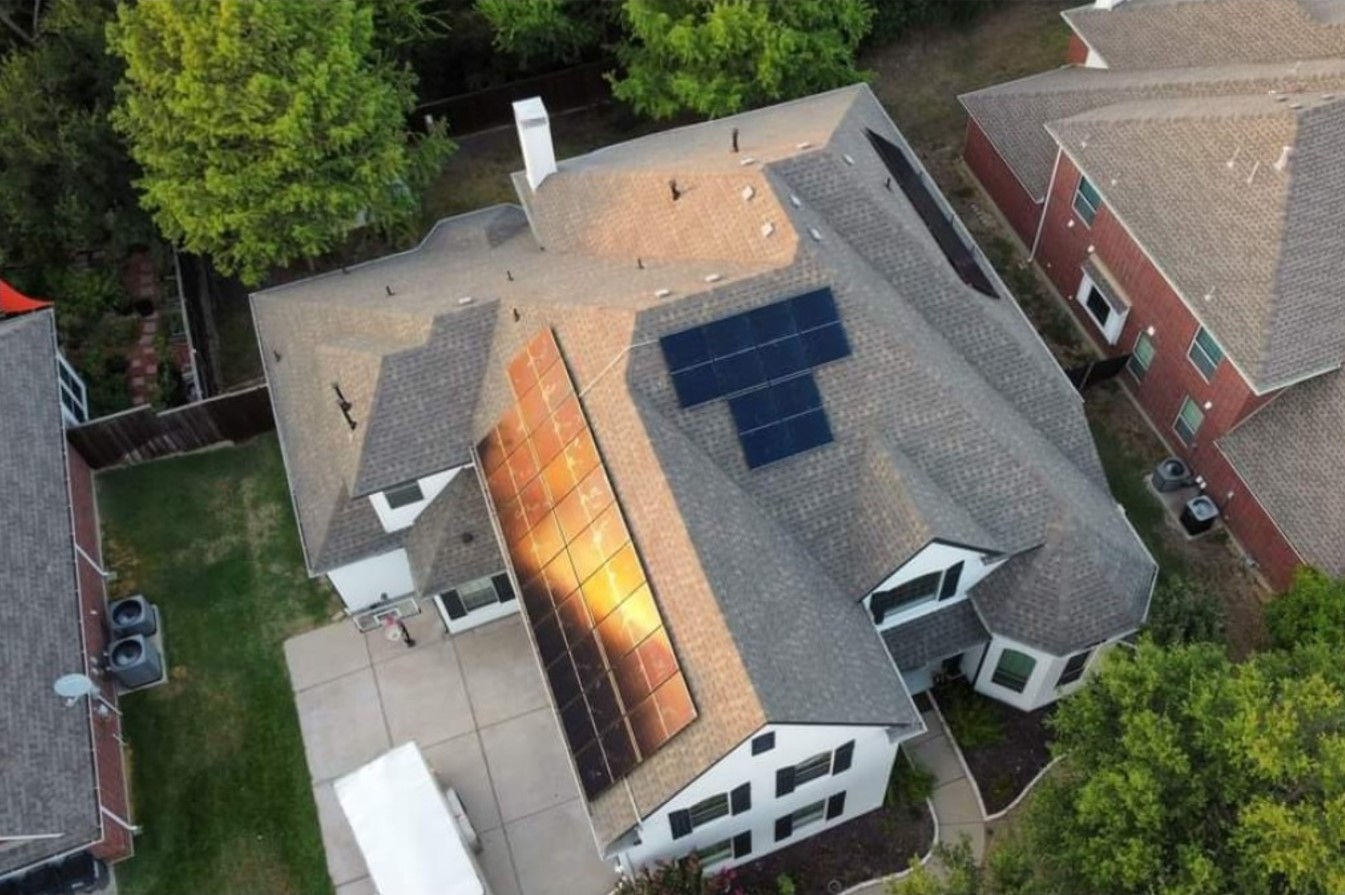 Residential solar PV panels installed on a roof